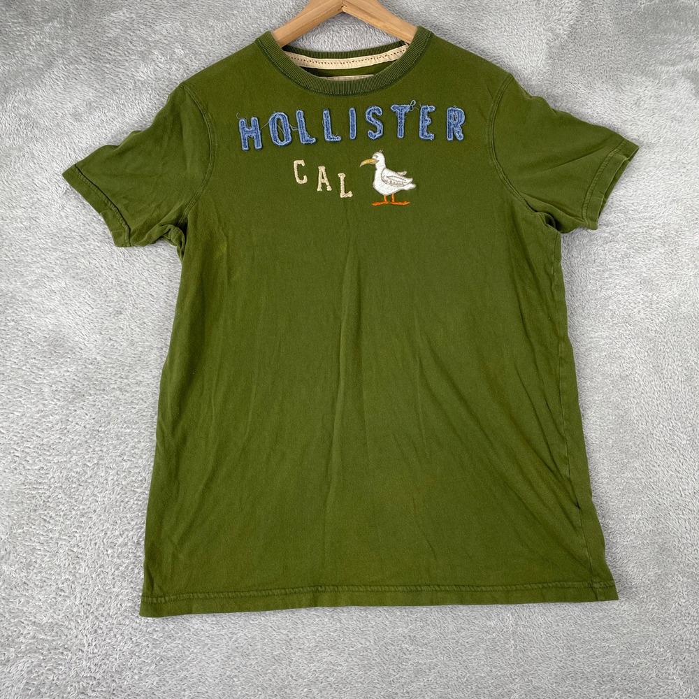 Hollister Shirt Mens XL Green Vintage Y2K California Surf Applique Seagull Top